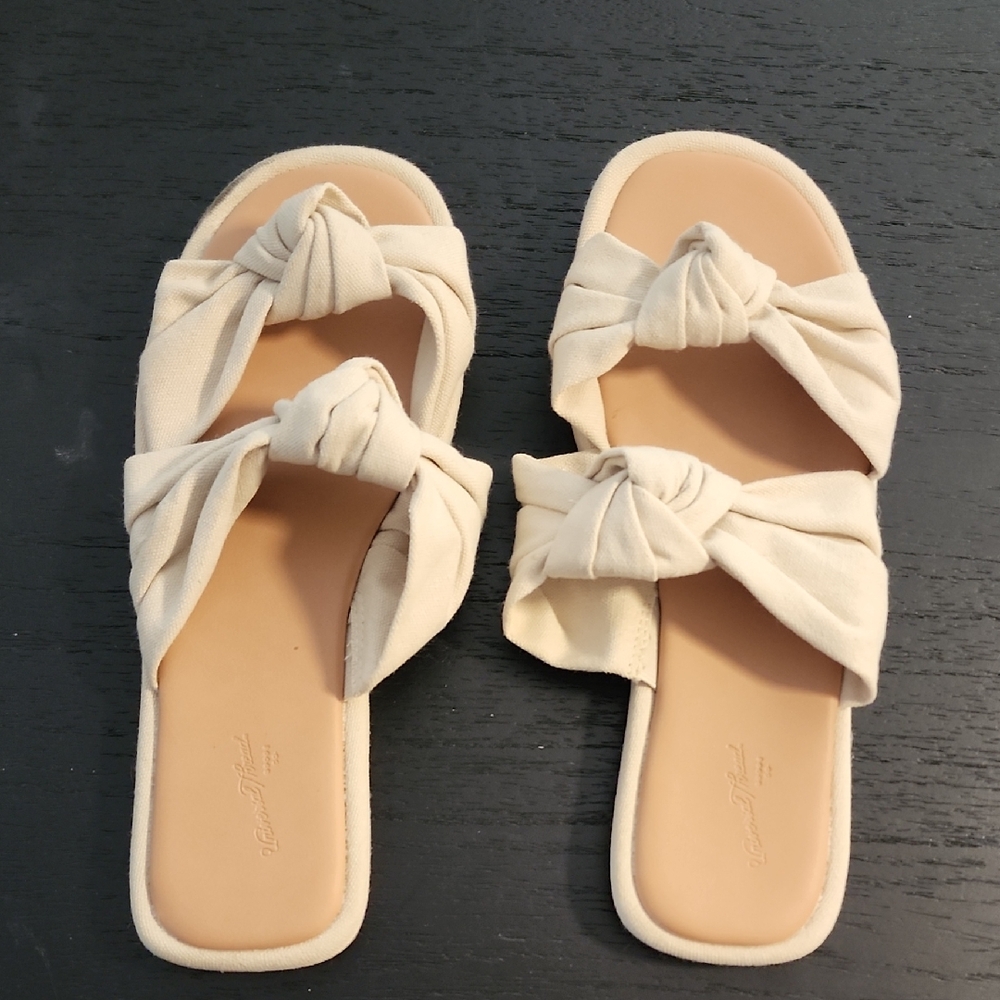Women's Cream Knotted Slide Sandals